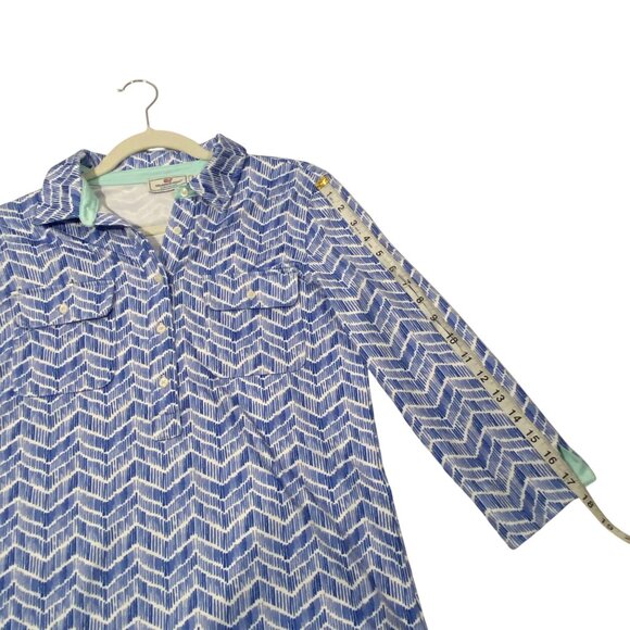 Vineyard Vines Performance Womens Dress Size XS Blue Chevron Print active resort - Picture 8 of 9